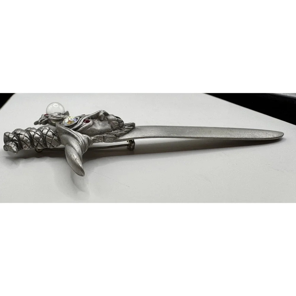 Dragon Sword Pewter Pin Medieval Gothic Vintage JJ Jonette‎ Fantasy
